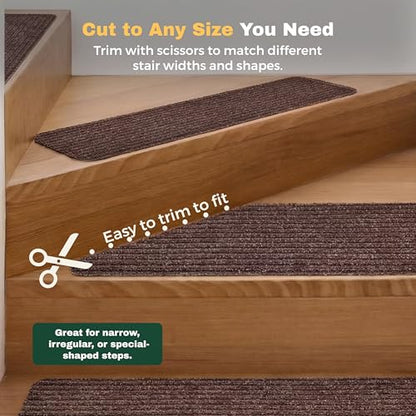 MBIGM Non-Slip Carpet Stair Tread Mat 30" x 30" Landing Rug-Matching Mat Non-Skid Safety Rug Slip Resistant - Brown - color: Brown, size: 2'6" x 2'6" - 1 pcs