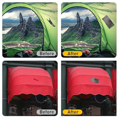 Waterproof Tape Heavy Duty, Tear Resistant Adhesive Tape for Outdoor Repair, Strong Duct Tape for Canvas, Tarp, Tent, Boat Cover, Awning, Vinyl, Plastic - All Weather UV Resistant Patch Kit, Black - color: Black