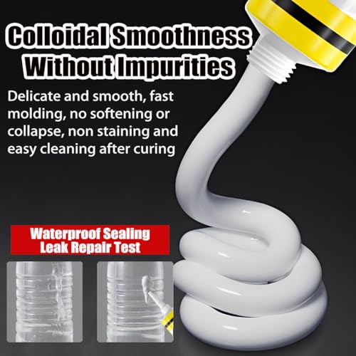 XIRUJNFD 10.6 Oz Multifunctional Waterproof White Caulk with Scraper, Plastic Steel Repair Adhesive for Kitchen Bathroom, Stronger Adhesion Sealant for Window Toilet Sink, Quick-Drying (2 Sets) - color: 2 Sets