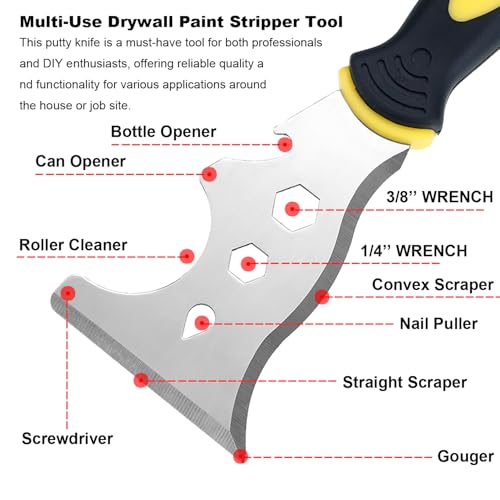 12-In-1 Paint Scraper Tool,Multi-Use Tough Scraper,Paint Scrapers for Wood,Putty Knife for Painting Caulk Remover Tool,Metal Scraper, Spackle Tool, Putty Scraper, Knife Scraper
