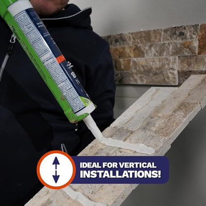BOSTIK Grip n Grab 9.5oz Instant Grab Premium Heavy Duty Adhesive Glue | Professional Grade | Internal External Waterproof Low Odor Fast Cure | Wood Concrete Drywall Metal & More | 1 Cartridge