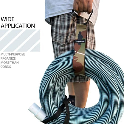 2 PCS Camouflage Heavy Duty Carrying Strap Extension Cord Organizer & Hose Storage Straps–28" Nylon-Like PP, Adjustable Hook and Loop Wrap It Storage Straps Velcro for Garage Tools, Garden Hose