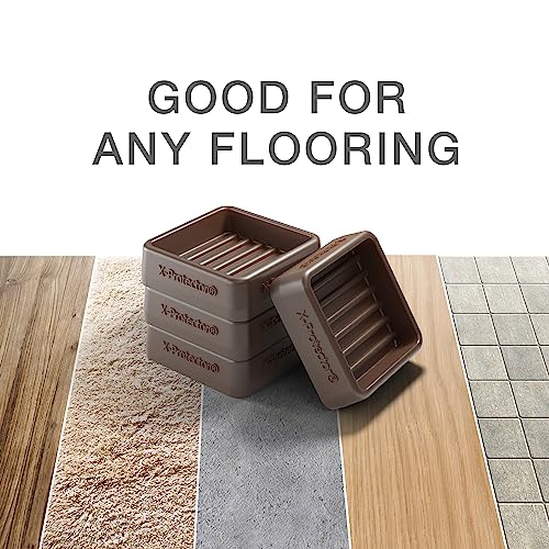 Furniture Cups X-PROTECTOR – 1.7" Caster Cups 4 PCS – Lined Furniture Coasters – Ideal Bed Stoppers – Non Skid Furniture Pads with a Perfect Design – Rubber Furniture Pads - Protect Any Flooring! - size: 4 PCS, 1.7" x 1.7"