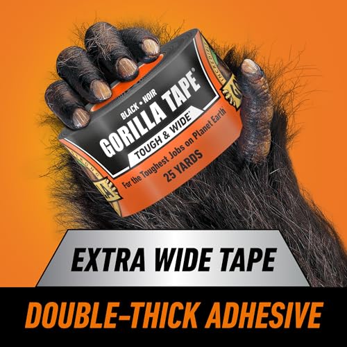 Gorilla Tape Tough & Wide, Black Tape, 2.88" x 25 yd (Pack of 1) - Heavy Duty and Weather Resistant for Indoor or Outdoor