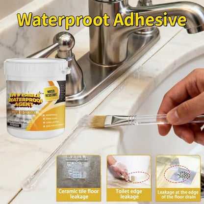 Waterproof Sealant - 100g Anti-Leakage Invisible Coating,Leak Repair Sealant with Brush | for Roof Repair Floor Bathroom Basement Wall Window
