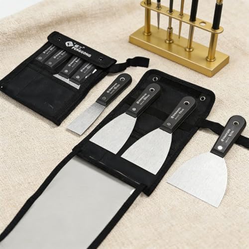 4-Piece Putty Knife Set, 1.5 to 4 Inch Drywall Knives with Tool Pouch, Carbon Steel Blade for Spreading Scraping