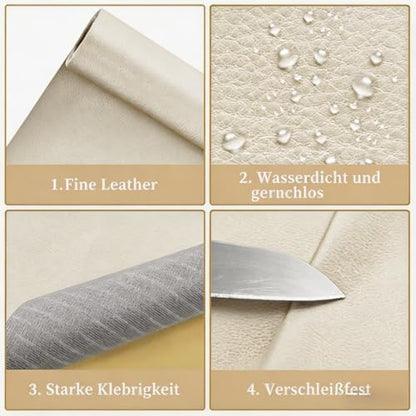 Leather Repair Patch 24x54 Inch, Self Adhesive Leather Repair Tape, Large Vinyl Repair Kit for Sofa Couch Furniture Car Seats, Strong Adhesion Waterproof Scratch Resistant Easy Cut (Beige) - color: Beige