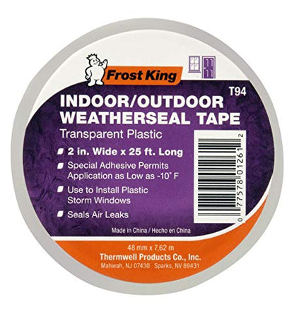 Frost King Clear T94H Plastic Weather-Seal Tape 2-Inch by 25-Feet, 2" X ft, Foot - size: 2" X 25 ft