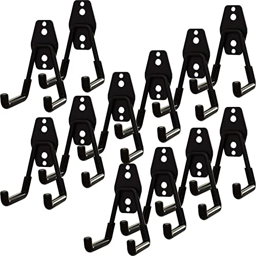 Garage Hooks Heavy Duty, 12 Pack Black Metal U Square Organizing Hooks for Hanging Heavy Duty, Bike Ladder Hangers, Iron Rust-Proof Screw-in Utility System Tool Organizer Wall Storage - style: 12 Pack U Hook