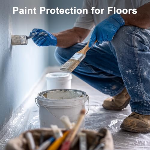 2pcs 9x12ft Painter Plastic Drop Cloths Sheet,Waterproof Anti-dust Cover, Disposable Tarp for Painting for Couch/Furniture Cover - size: 2pack