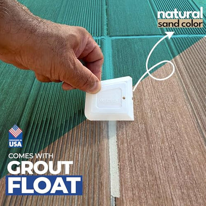 PentaUSA Outdoor Grout - Premixed Patio Grout in a Tube, Ready to Use Polymeric Sand for Pavers, Repairs Stone Joints, Driveways, Entryways, Gardens - Includes Grout Float (14oz / Natural Sand Color) - style: Outdoors