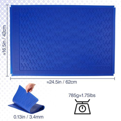 WORKPRO Silicone Glue Mat 2-Pack, Non-Stick Heat-Resistant Silicone Pad with Built-in Measurement Grid, Anti-Slip & Durable Surface for Resin, Epoxy, DIY, Crafts, Woodworking, Garage & Workshop