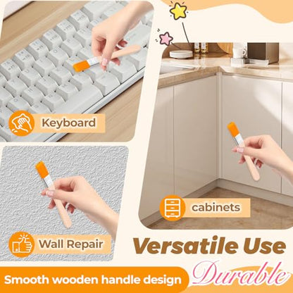 12PCS Paint Brushes,1/2 Inch Flat Small Paint Brush with Wood Handle,Nylon Bristle Trim Painting Tool,Touch Up Paints Brushes for Walls Cabinets Fences Furniture (Yellow Pencil Hair) - color: Yellow Pencil Hair
