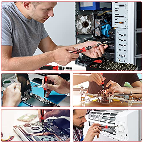 STREBITO Precision Screwdriver Set 124-Piece Electronics Tool Kit with 101 Bits Magnetic Screwdriver Set for Computer, Laptop, Cell Phone, PC, MacBook, iPhone, PS4, PS5, Xbox Repair - color: Red