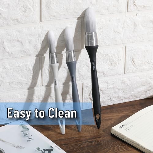 Bates- Trim Paint Brush, 3 pcs, 5/8”, 3/4” and 1”, Ergonomic Handle, Grey Theme, Trim Brushes for Painting - color: Grey Theme
