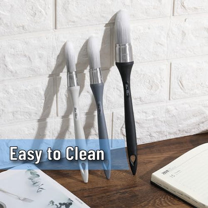 Bates- Trim Paint Brush, 3 pcs, 5/8”, 3/4” and 1”, Ergonomic Handle, Grey Theme, Trim Brushes for Painting - color: Grey Theme