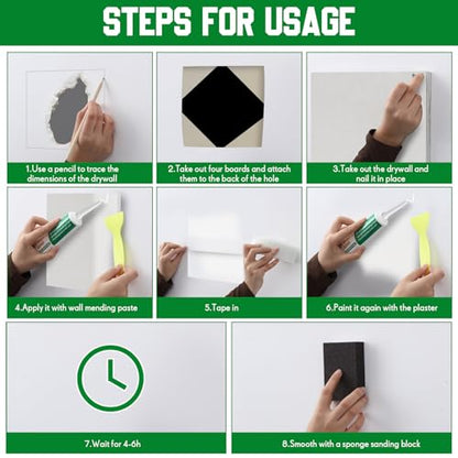 22 Pcs Drywall Repair Kit with 16x16x1/2 Drywall Repair Panel, Sheetrock Hole Patch Kit with Wall Patching Paste, Sanding Block, Putty Knives, to Fill Large Holes for Home Wall Surface Ceiling - size: 16 x16 x1/2 Inch