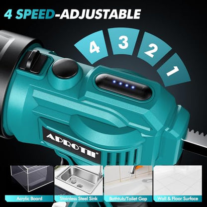 Electric Caulking Gun Compatible with Makita Battery, Cordless Caulk Gun w/ 4 Adjustable Speeds, LED Light, Drip-Free Adhesive 10OZ Caulk Gun for Filling, Sealing (No Battery) (10 oz)