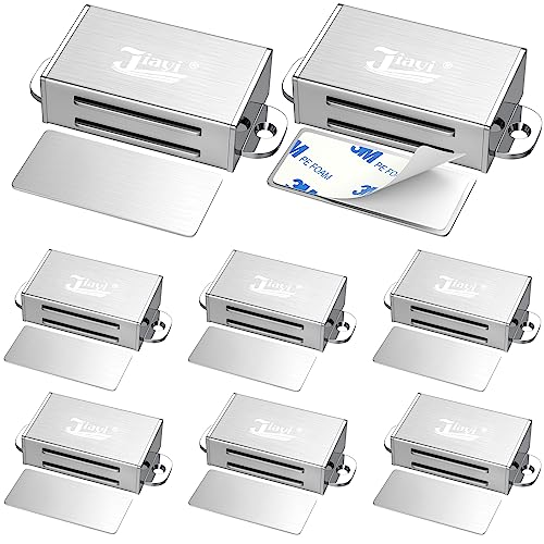 Jiayi Cabinet Magnet Adhesive 8 Pack Magnetic Door Catches Silver Cabinet Door Magnet Latch Stainless Steel Door Magnetic Catch for Kitchen Magnetic Closure for Drawer Wardrobe Closet Door Closing - color: Silver, size: 8 Pack