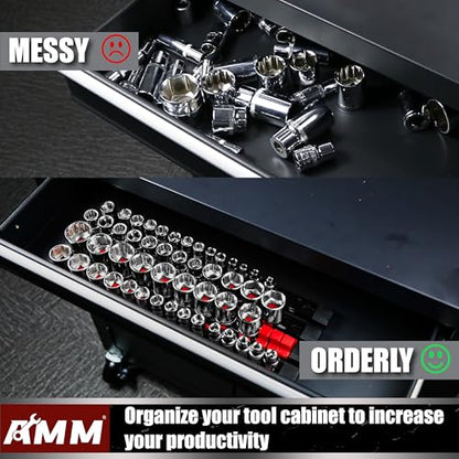 AMM 9-Piece Socket Organizer, 1/2, 3/8 & 1/4 inch Drive ABS Socket Holder, Heavy Duty Socket Racks - color: Red, size: 9PC