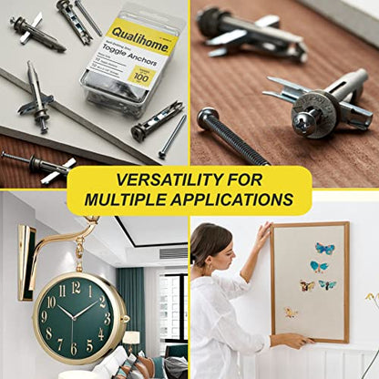 Heavy Duty Drywall Anchors and Screws Kit Including Self-DrillingToggle Anchors & Screws - Durable Zinc Self Drilling Drywall Anchors for Hanging Pictures & More