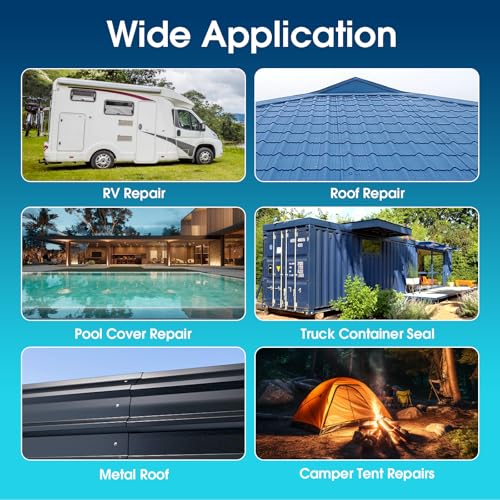 Blue Waterproof Butyl Sealant Tape with Strong Adhesive,Heavy Duty Duct Tape for Pool Cover,Pool Liner Repair,RV Awning,Camper Patch,Pipe,Boat Leak Sealing,Roof Crack and Holes,Gutters Fix(4" x 16Ft) - size: 4In*16Ft