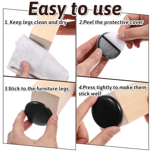 12Pcs Furniture Sliders for Carpeted Floors, 2-inch Stick Furniture Movers Self Adhesive Chair Gliders for Easy Moving on Carpet and Hardwood Floors(Black)