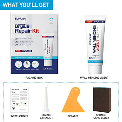 BONCART Spackle Wall Repair Kit,Drywall Repair kit,Wall Mending Agent Putty with Scraper,Plaster Wall Repair Paste for Wall Crack/Nail Hole/Graffiti,Wall Surface - style: 1Pack