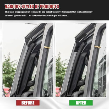 Hard Top Removable Seal Kit, Foam Blocker Compatible with 2007-2017 Jeep Wrangler JK and Wrangler JK Unlimited, Car Interior Accessories Replaces 68026937AB (Black/17pcs)