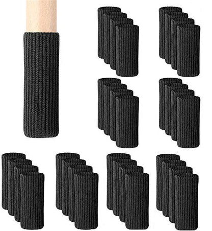 Ulalaza 32Pcs Chair Leg Floor Protectors Knitted Furniture Feet Non-Slip Wear-Resistant Noise-Reducing Chair Covers Caps Set (Style 2-Black) - color: Style 2-black