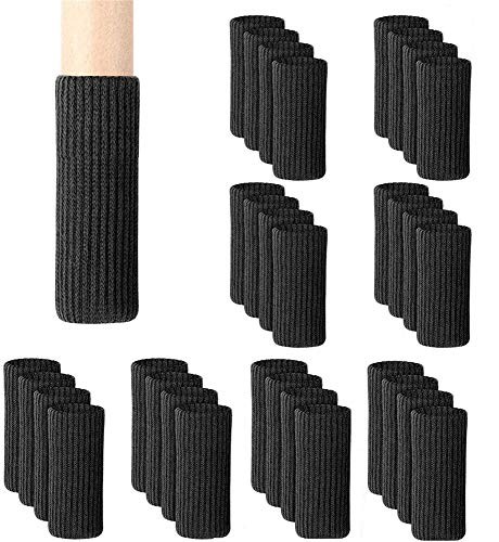Ulalaza 32Pcs Chair Leg Floor Protectors Knitted Furniture Feet Non-Slip Wear-Resistant Noise-Reducing Chair Covers Caps Set (Style 2-Black) - color: Style 2-black