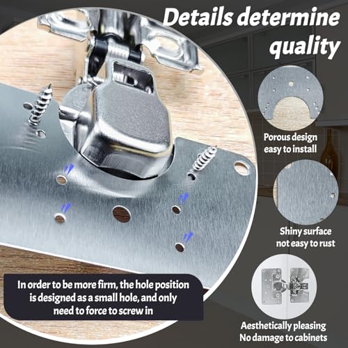 3 Pcs Cabinet Door Hinges, Cabinet Hinge Repair Plate Kit Fix Loose Sagging Cabinet Doors,Hinge Repair Plates for All Home Cabinets,Door Repair Kit Include(9 Repair Panels+3 Hinges+54 Screws) (3)