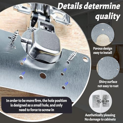 3 Pcs Cabinet Door Hinges, Cabinet Hinge Repair Plate Kit Fix Loose Sagging Cabinet Doors,Hinge Repair Plates for All Home Cabinets,Door Repair Kit Include(9 Repair Panels+3 Hinges+54 Screws) (3)