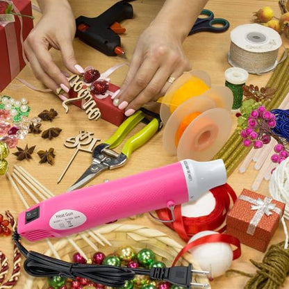Mini Heat Gun, Portable Hot Air Gun Tool for DIY Crafts Heat Shrink Gun for Epoxy Resin, Embossing, Shrinking Wrapping Drying Paint Removing Stickers (Pink) - color: Pink