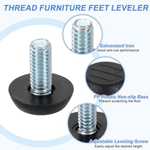 uxcell 20Pcs 5/16" Thread Furniture Feet Levelers, 23x19mm Adjustable Leveling Table Feet, Screw on Furniture Glide Leveling for Chair Stool Legs, Black - size: 5/16"