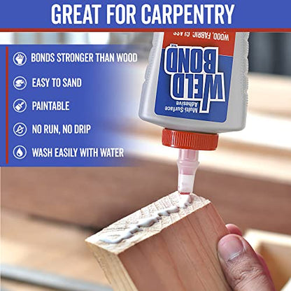 Weldbond Multi-Surface Strong Glue – Fast Drying Glue for Wood, Tile, Ceramic, Pottery, Glass, Metal & More – Heavy Duty Adhesive for Mosaic, Crafts, Wood Working & Repairs – 14.2oz (420ml), 4 Pack - size: 4-pack