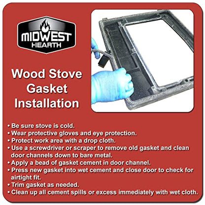 Midwest Hearth Wood Stove Replacement Gasket Kit for Woodburning Stoves - Graphite Impregnated Fiberglass Gaskets and Adhesive (5/16" x 52" Rope w/Armor Jacket) - size: 5/16" x 52" Rope w/ Armor Jacket