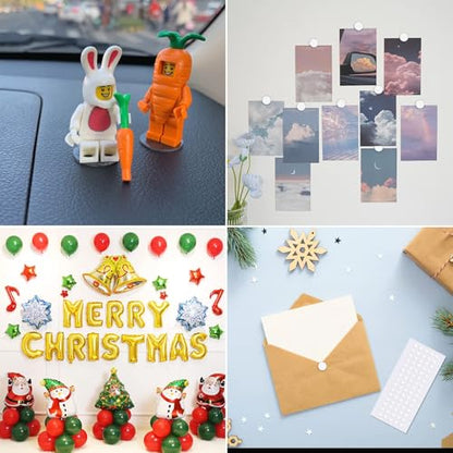 JANYUN 225 Pieces Double Sided Sticky Dot Stickers Round Putty Clear Sticky Tack No Trace Sticky Putty Waterproof Small Balloon Stickers for Wall Wood Plastic Christmas Supplies (6mm+10mm+20mm) - size: 0.23"+0.39"+0.78" Round