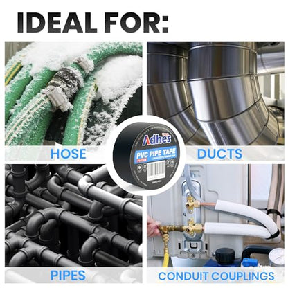 ADHES 6mil PVC Pipe Tape, 2inch x 33yd, Heavy Duty Waterproof Adhesive Tape for Plumbing, Sealing, and Pipe Repair