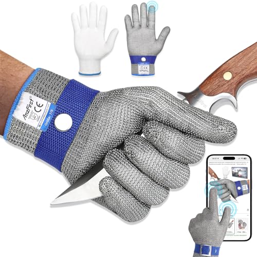 Cut Resistant Gloves Food Grade & Stainless Steel Mesh for Oyster Shucking Butcher Work Kitchen Meat and Fish Slicing Lightweight Breathable Anti-Cut Gloves(Size: 9/Large) - size: Large, style: Level 9 Cut Resistant (Pack of 1)
