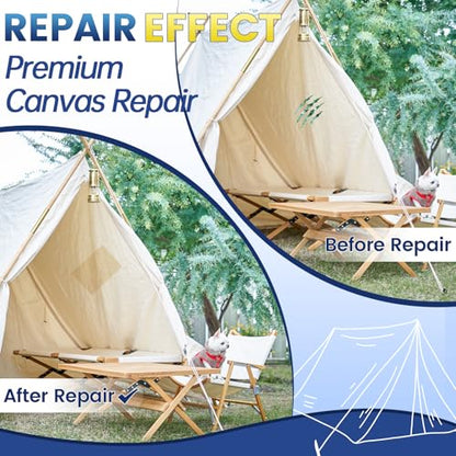 Self-Adhesive Canvas Repair Tape, 4" x 79" Waterproof Canvas Repair Patch, Fabric Patch Repairs Kit for Furniture, Tents, Sunbrellas, Boat Covers Awnings, Couches, Clothes, Bags Beige-Yellow - color: Beige-Yellow, size: 4" x 79"