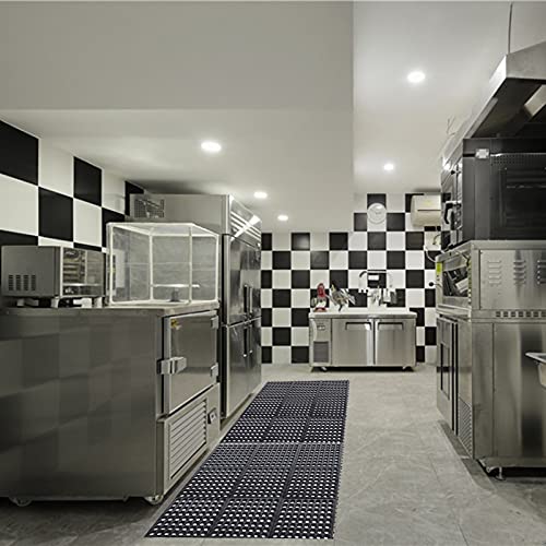 Yesland Anti-Fatigue Rubber Matting, 36 x 36 x 1/2 Inches, Black Dura Chef Anti-Slip Kitchen Mat for Restaurant Bar Floor, Bath Mat for Wet Areas, Garage, Garden Use