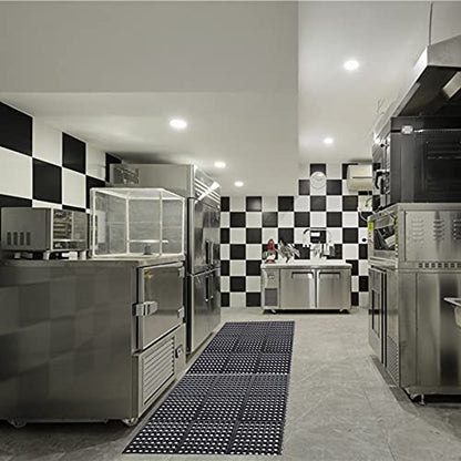 Yesland Anti-Fatigue Rubber Matting, 36 x 36 x 1/2 Inches, Black Dura Chef Anti-Slip Kitchen Mat for Restaurant Bar Floor, Bath Mat for Wet Areas, Garage, Garden Use