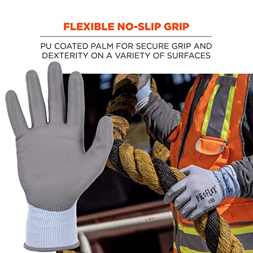 Ergodyne ProFlex 7025 Cut Resistant Work Gloves, ANSI A2, PU Coated Palms for Flexible No Slip Grip, Abrasion Resistant, Superior Fit and Feel, 18g - size: Medium