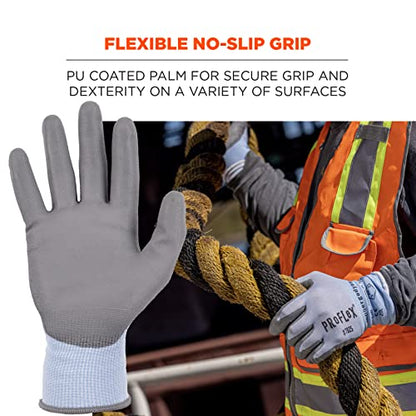 Ergodyne ProFlex 7025 Cut Resistant Work Gloves, ANSI A2, PU Coated Palms for Flexible No Slip Grip, Abrasion Resistant, Superior Fit and Feel, 18g - size: Medium
