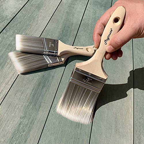 Magimate 3-Inch (76mm) Double Thick Chip Paint Brush – Versatile Stain Brush Wood Handle for Furniture, Walls, Fences, and Murals – Smooth Gesso, Plaster, Polyurethane, and Varnish Wide Paintbrush