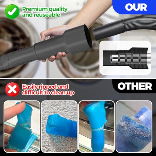 Holikme 2 Pieces Dryer Vent Cleaner Kit, Dryer Lint Vacuum Attachment and Flexible Dryer Lint Brush, Dryer Vent Vacuum Hose Attachment,Black - color: Black