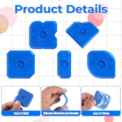 Giantree 10 Pcs Silicone Caulking Tool Set, Caulk Tool, Plastic Silicone Caulking Tools, Portable Sealant Scraper Window Sealant Smoothing Scraper for Kitchen Bathroom Floor Sink Joint (Blue)