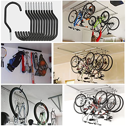 12PCS Heavy Duty Bike Storage Hooks Bicycle Wall Mounted Hooks Large Screw Hooks for Wall,Ceiling