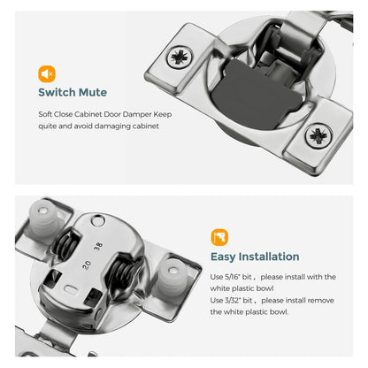 HOME EDIT 2 Pack 1 Pair 3/4 inch Overlay Soft Close Cabinet Hinges for Kitchen, Stainless Steel Three-Way Adjustable, Concealed Self-Closing Door Hinges - size: 3/4 inch Overlay